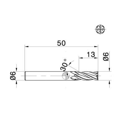 Wxsoon 4 Flutes 65HRC Tungsten Carbide Endmill For Hard Metal