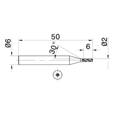 65HRC 4 Flutes 2mm Tungsten Carbide Endmill For Hard Steel