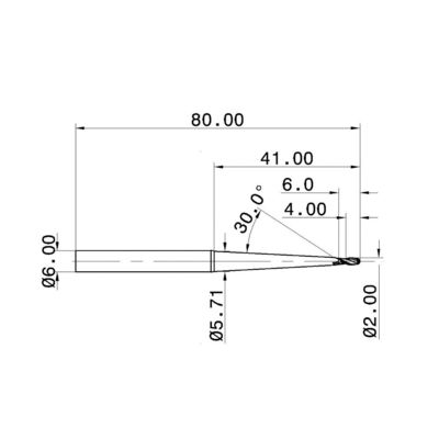65HRC 2 Tapered Flutes Solid Carbide Ball Nose End Mill