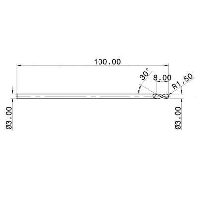 65HRC 2 Flute Extra Long Cemented Carbide Ball Nose Endmill