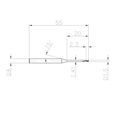 1.5mm 55HRC 2 Flute Cemented Carbide End Mill For Steel