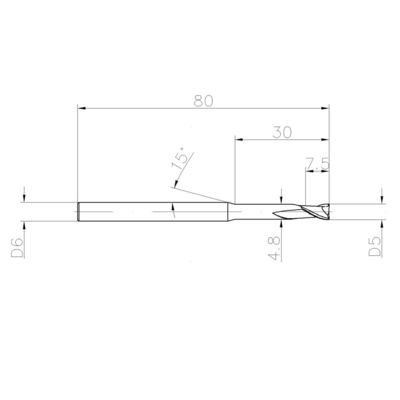 55HRC 2 Flutes 5mm Tungsten Carbide End Mill For Stainless Steel