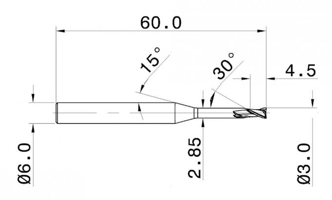 55HRC 2 Flutes 30 Helix Solid Carbide Endmills for Hard Materials