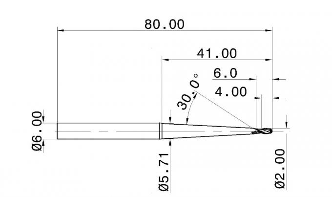 65HRC 2 Tapered Flutes Solid Carbide Ball Nose End Mill