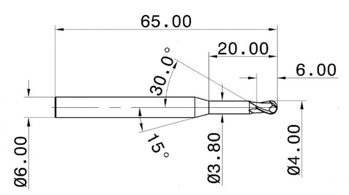 55HRC 2 Flutes Tungsten Solid Carbide Ball Nose End Mill