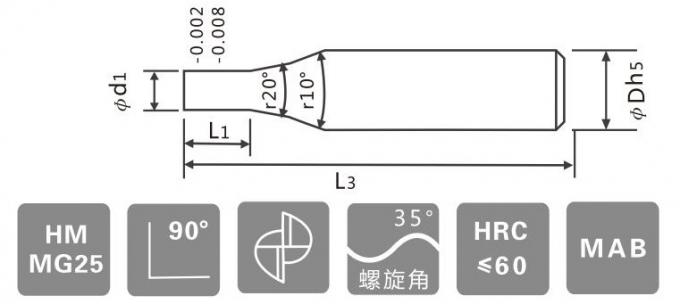 High Precision 35 Spiral Angle Carbide Micro End Mills for Micro-Machining